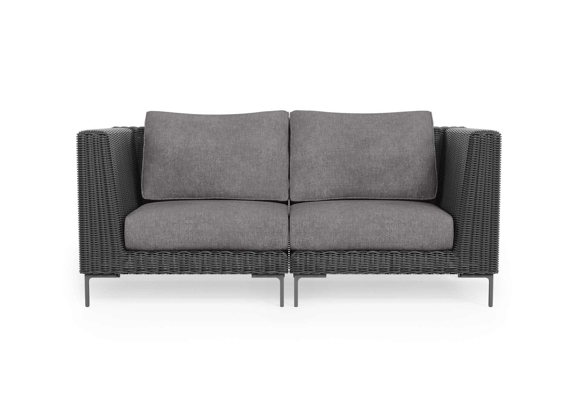 Black Wicker Outdoor Loveseat