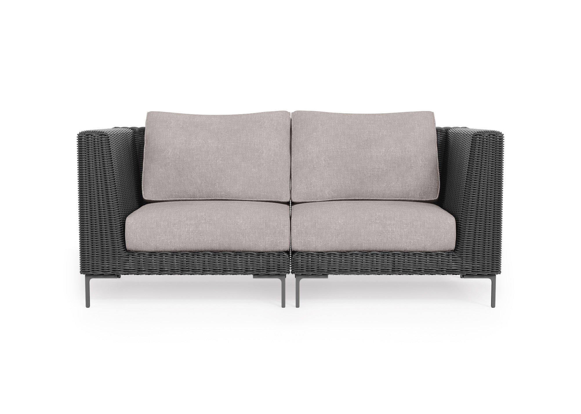 Black Wicker Outdoor Loveseat
