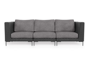 Black Wicker Outdoor Sofa - 3 Seat
