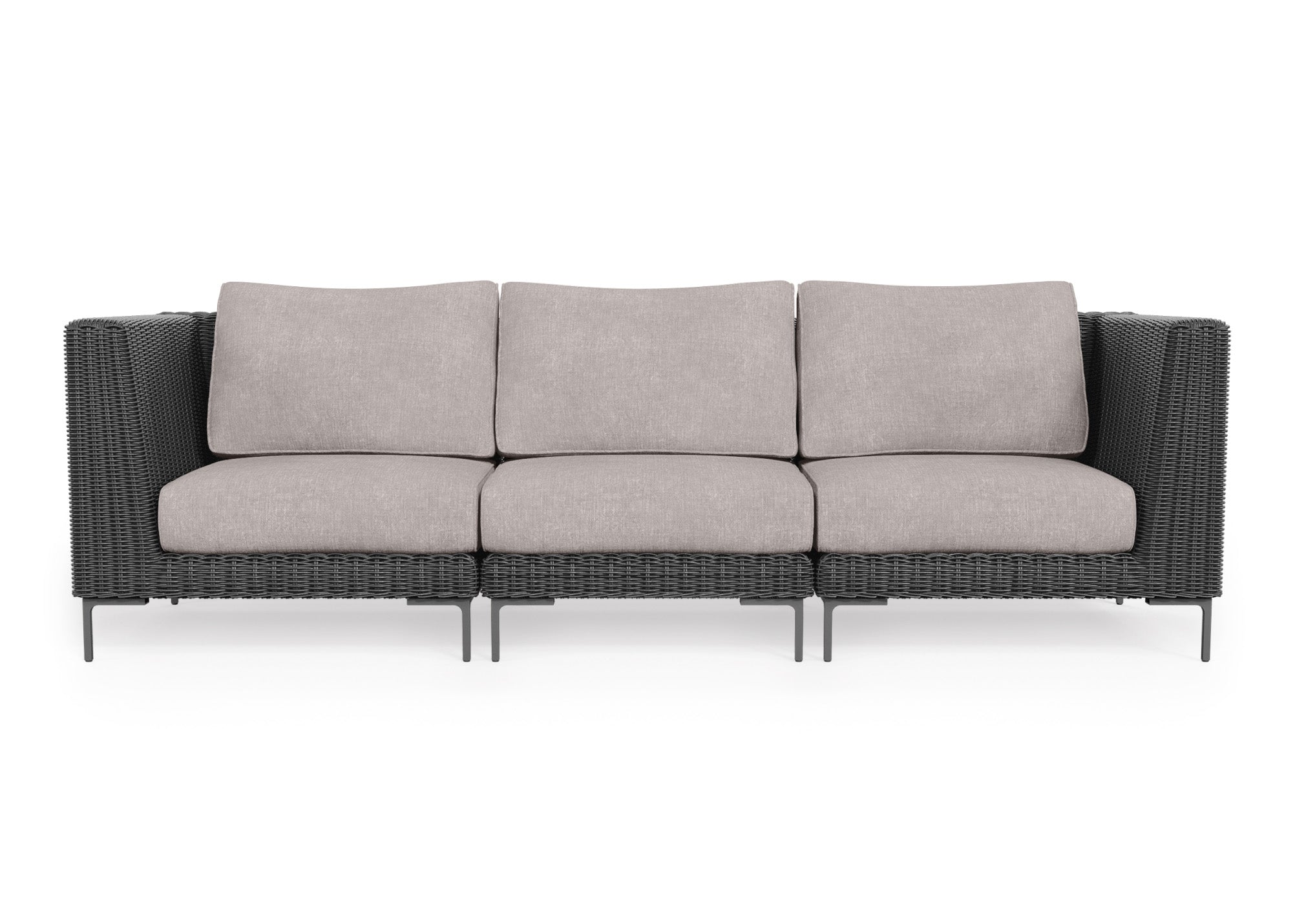 Black Wicker Outdoor Sofa - 3 Seat
