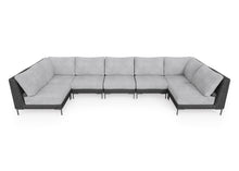 Black Wicker Outdoor U Sectional - 7 Seat