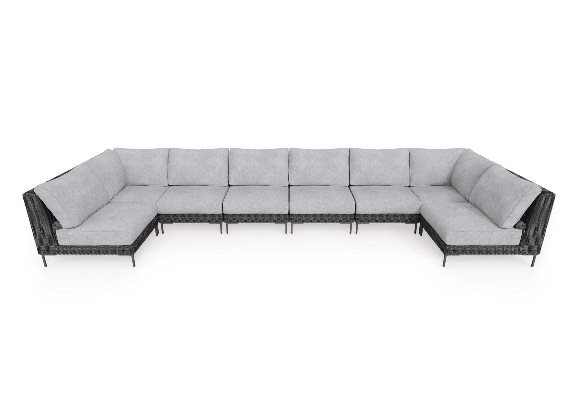 Black Wicker Outdoor U Sectional - 8 Seat