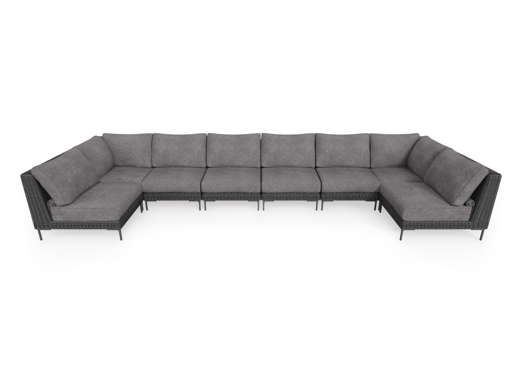 Black Wicker Outdoor U Sectional - 8 Seat