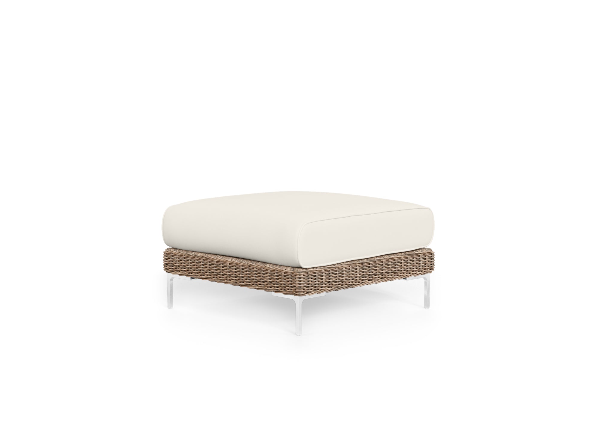 Brown Wicker Outdoor Ottoman