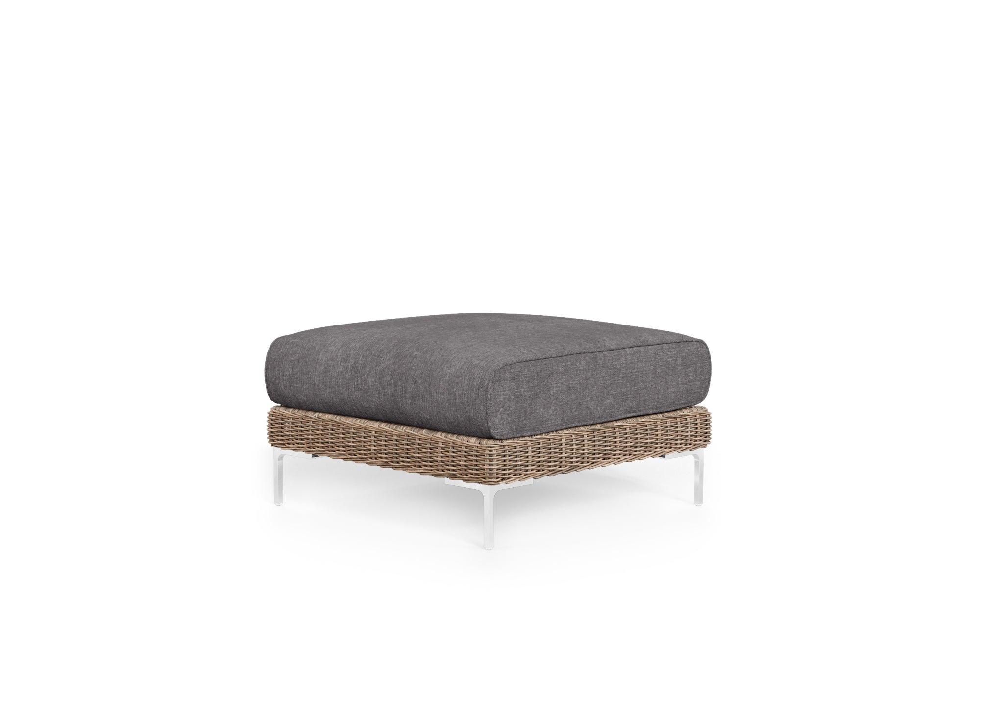 Brown Wicker Outdoor Ottoman