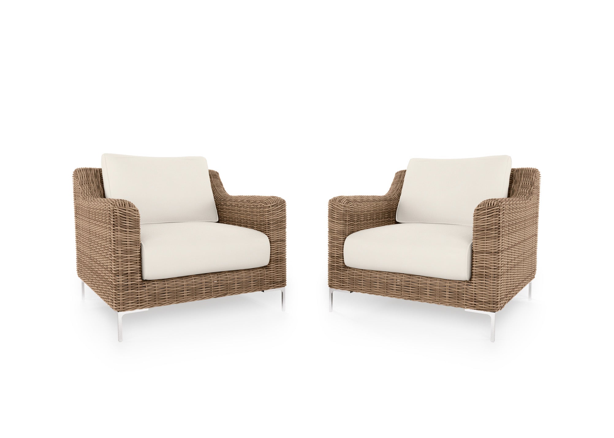 Brown Wicker Outdoor Armchair Conversation Set