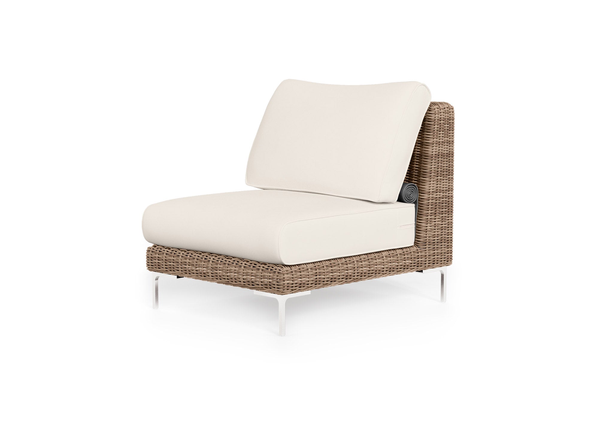 Brown Wicker Outdoor Armless Chair