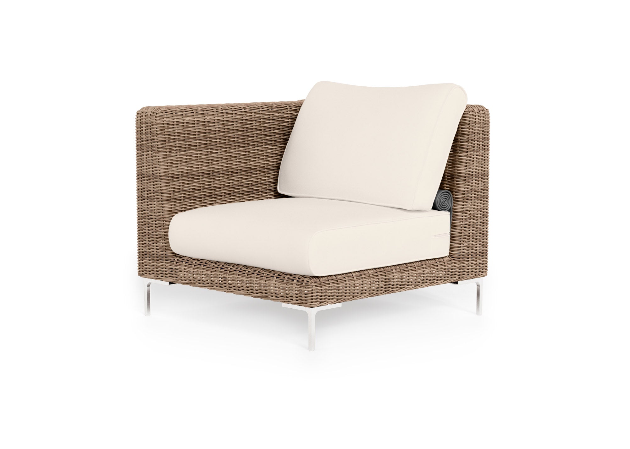 Brown Wicker Outdoor Corner Chair - Left/Right (Outer Certified)