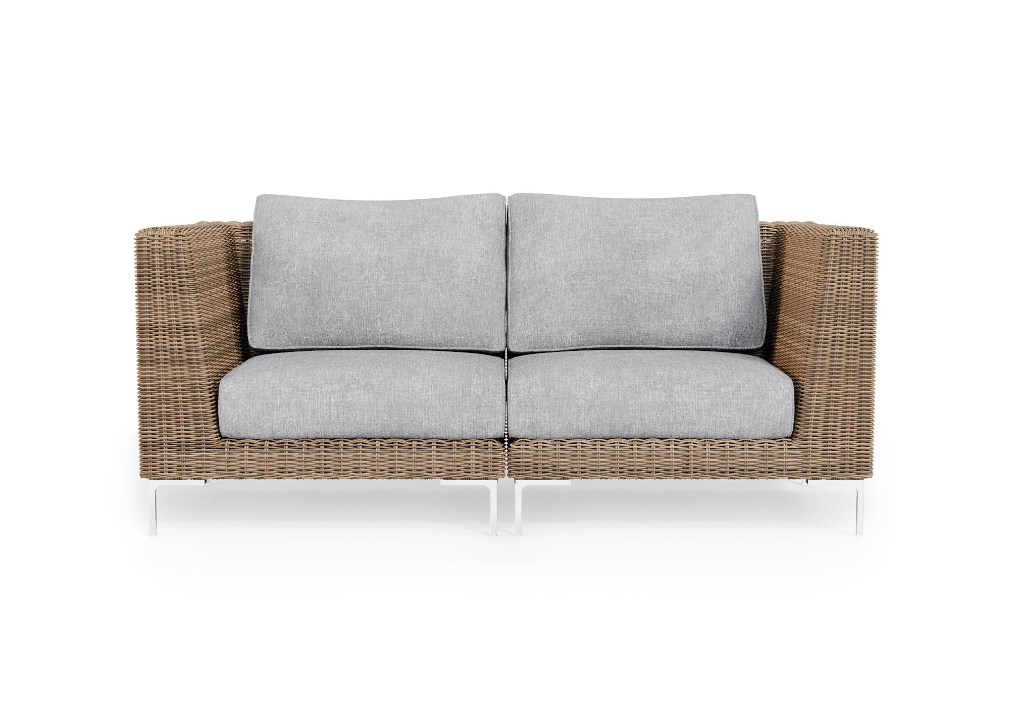 Brown Wicker Outdoor Loveseat