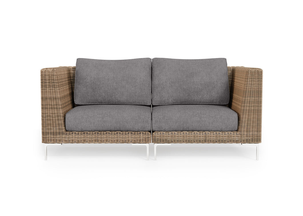 Brown Wicker Outdoor Loveseat