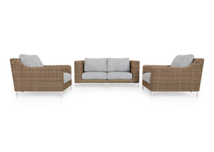 Brown Wicker Outdoor Loveseat with Armchairs - 4 Seat