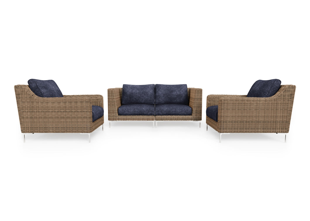 Brown Wicker Outdoor Loveseat with Armchairs - 4 Seat
