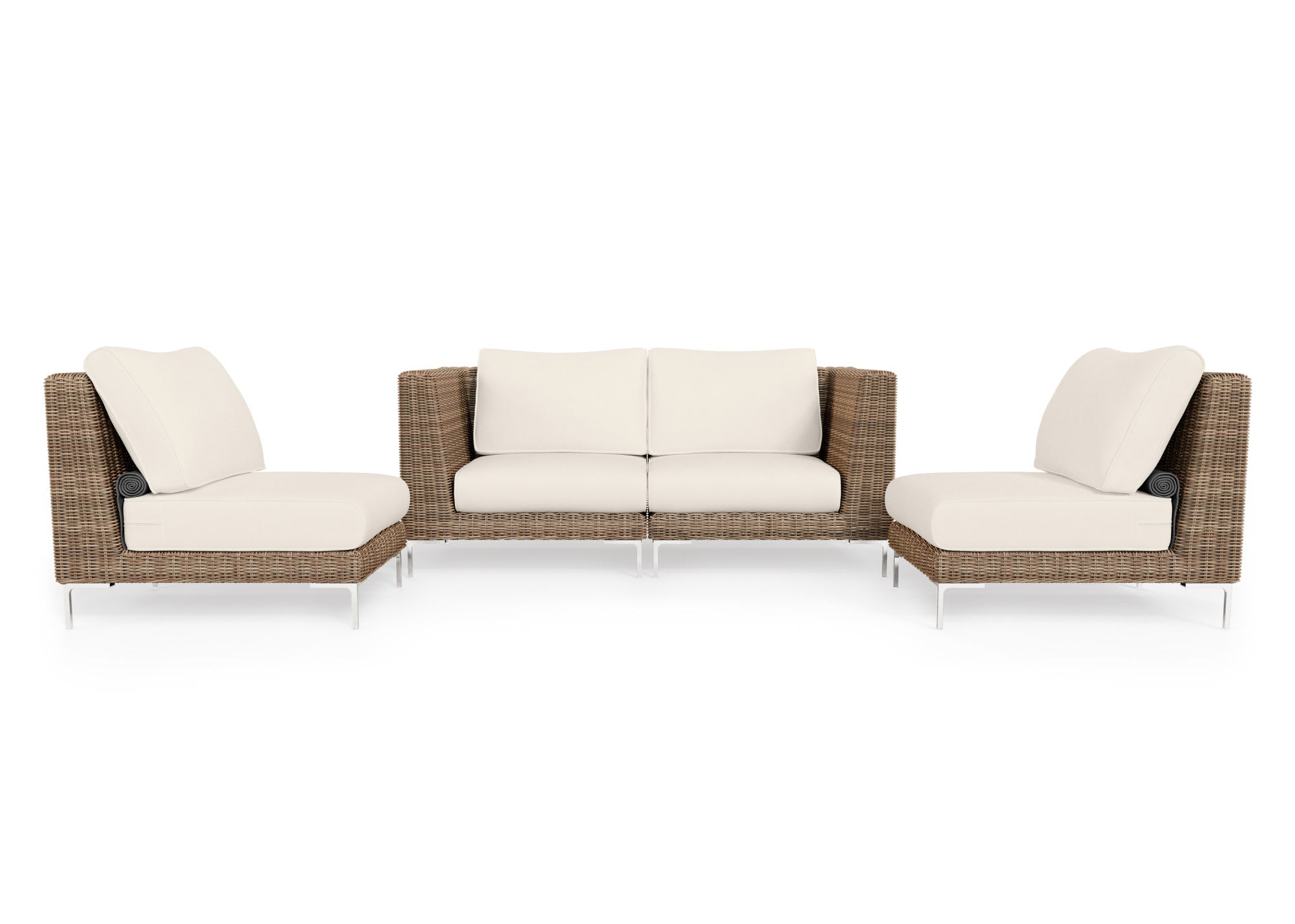 Brown Wicker Outdoor Loveseat with Armless Chairs - 4 Seat (Outer Certified)