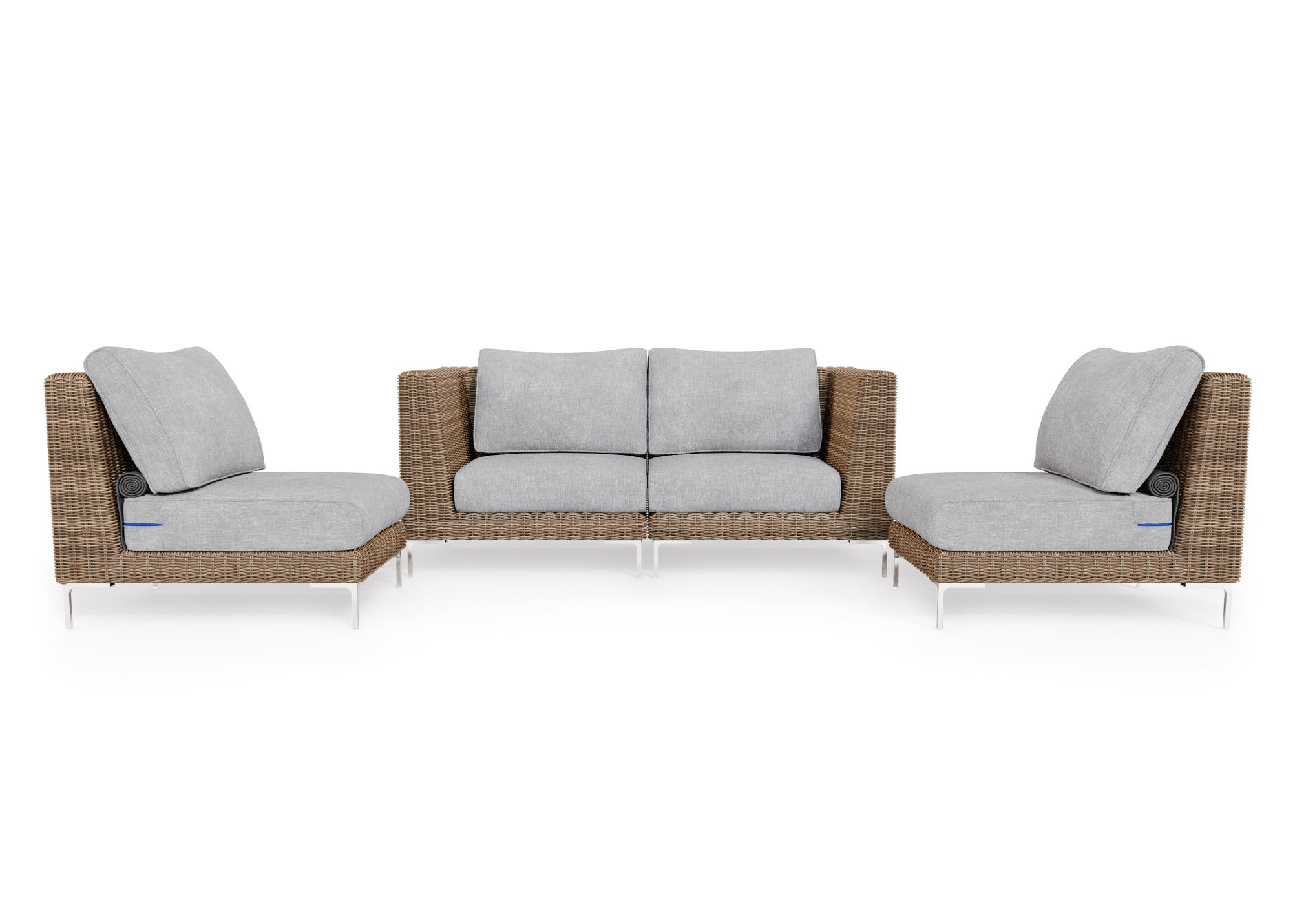 Brown Wicker Outdoor Loveseat with Armless Chairs - 4 Seat (Outer Certified)