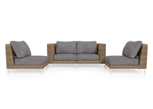 Brown Wicker Outdoor Loveseat with Armless Chairs - 4 Seat