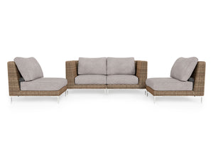 Brown Wicker Outdoor Loveseat with Armless Chairs - 4 Seat