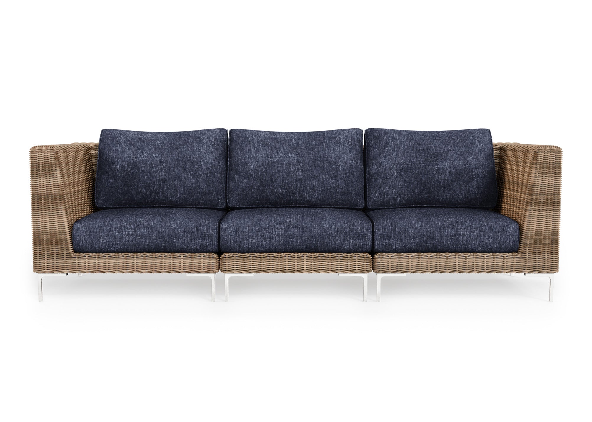 Brown Wicker Outdoor Sofa - 3 Seat