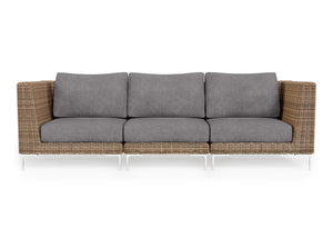 Brown Wicker Outdoor Sofa - 3 Seat