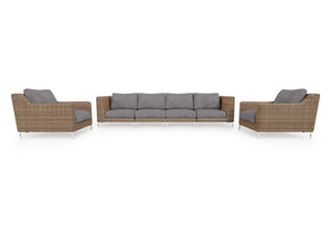 Brown Wicker Outdoor Sofa with Armchairs - 6 Seat