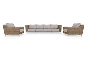 Brown Wicker Outdoor Sofa with Armchairs - 6 Seat