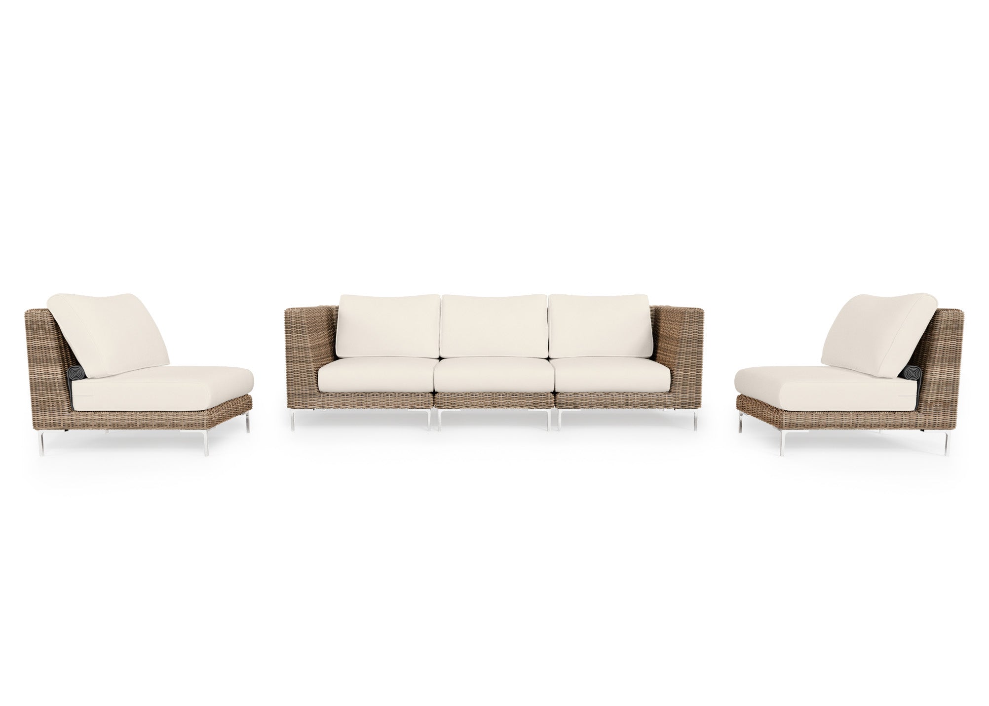 Brown Wicker Outdoor Sofa with Armless Chairs - 5 Seat (Outer Certified)
