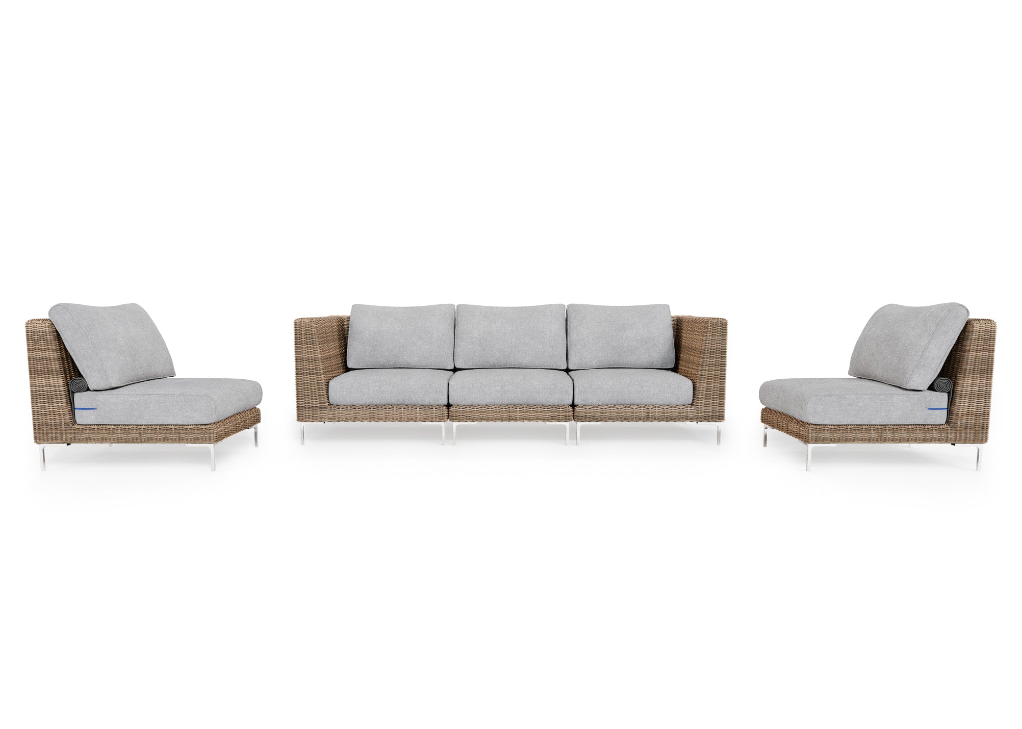 Brown Wicker Outdoor Sofa with Armless Chairs - 5 Seat (Outer Certified)