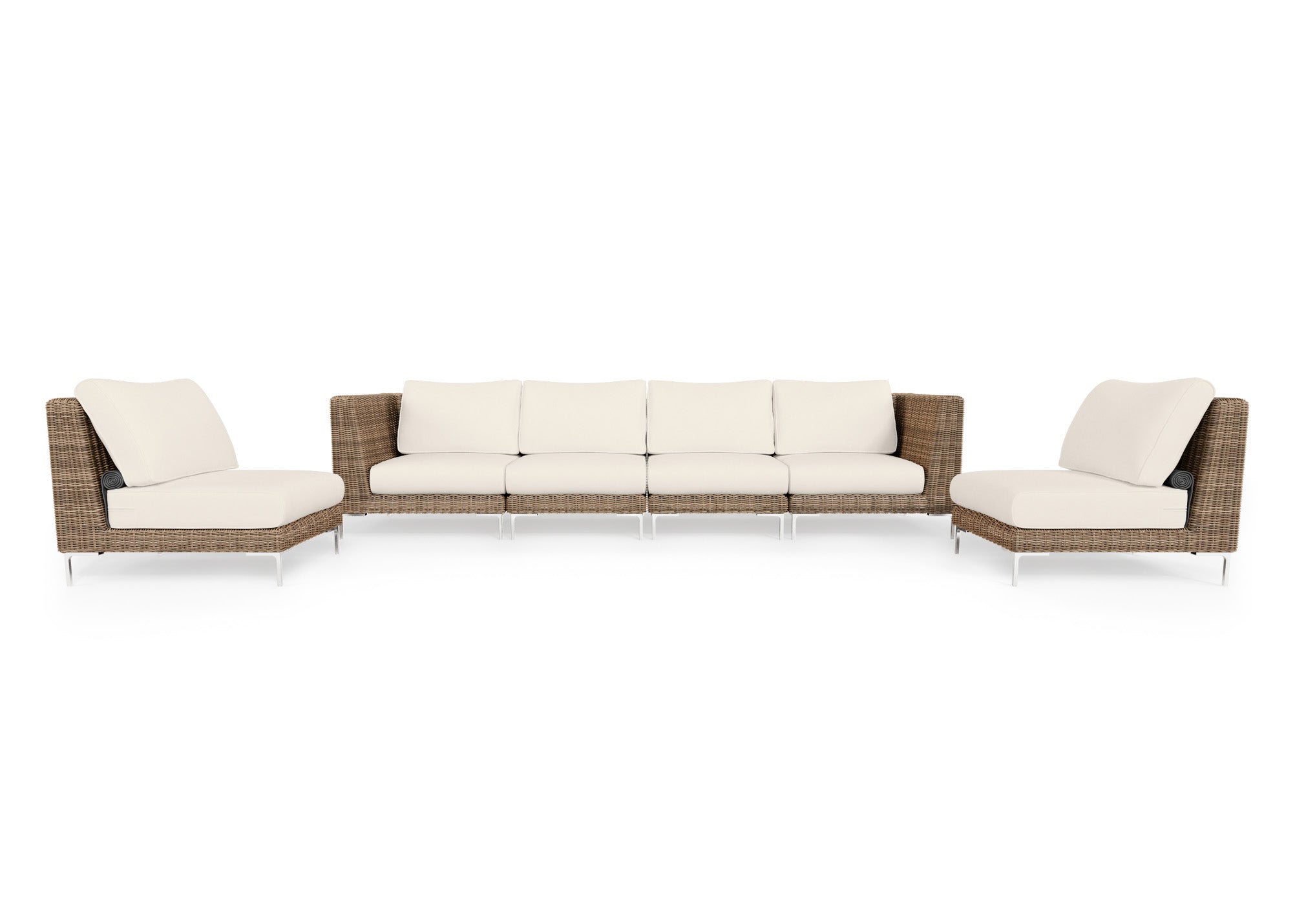 Brown Wicker Outdoor Sofa with Armless Chairs - 6 Seat (Outer Certified)