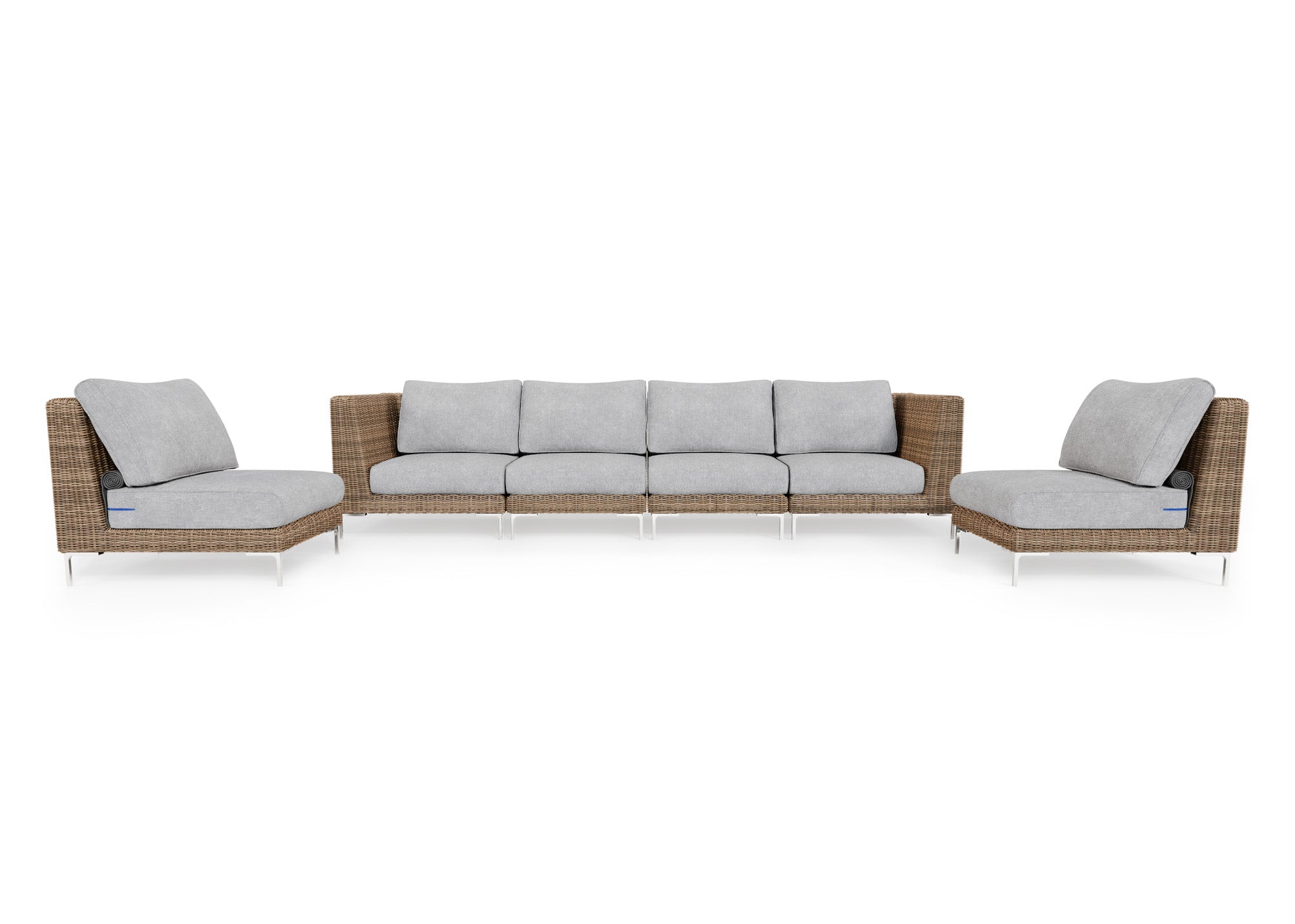 Brown Wicker Outdoor Sofa with Armless Chairs - 6 Seat (Outer Certified)