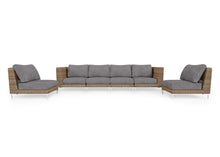 Brown Wicker Outdoor Sofa with Armless Chairs - 6 Seat