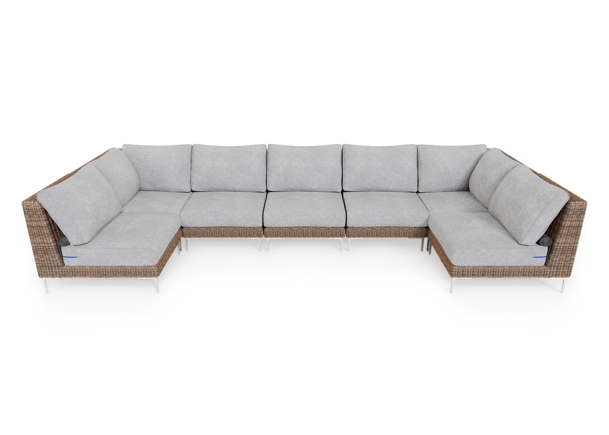Brown Wicker Outdoor U Sectional - 7 Seat