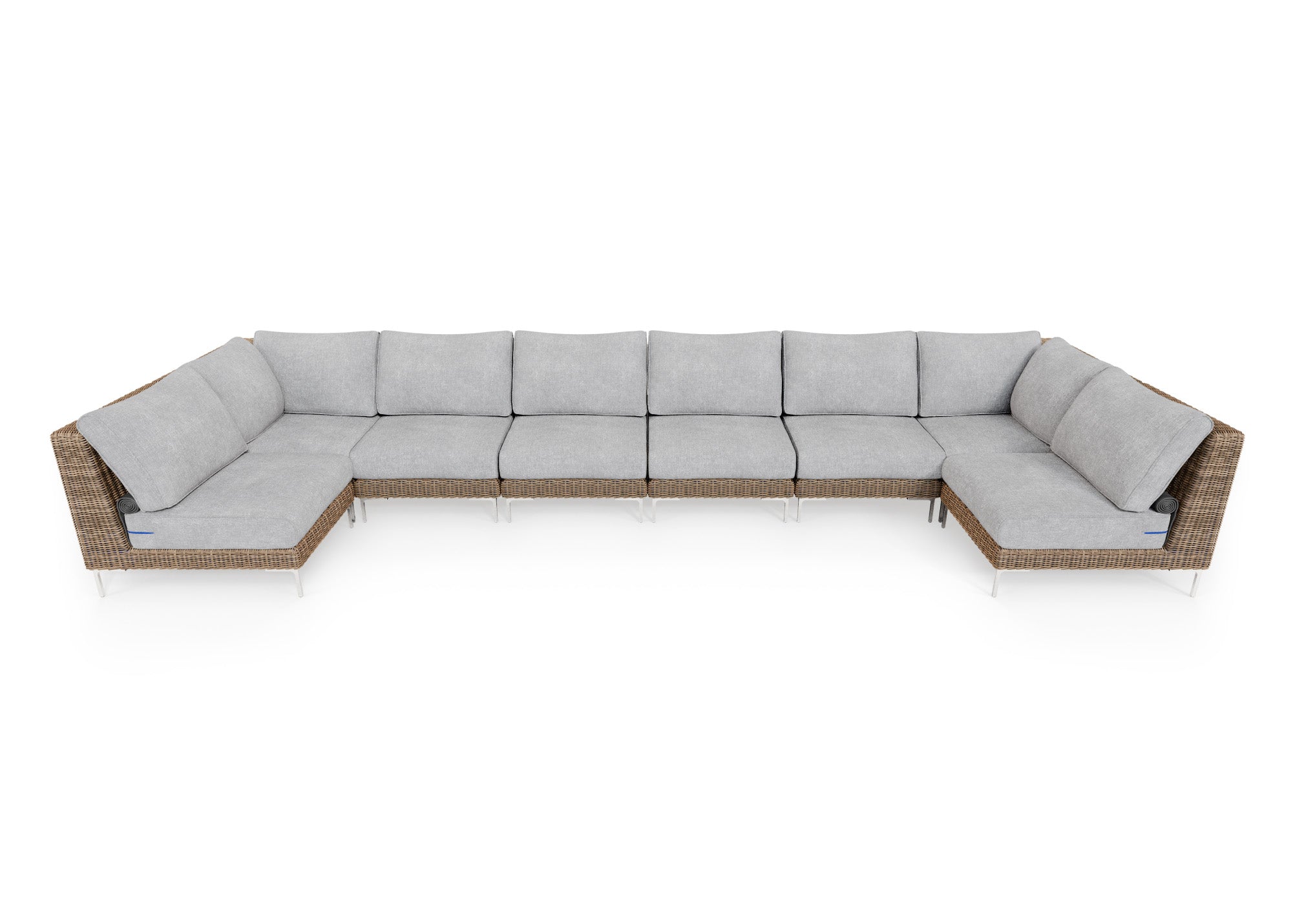 Brown Wicker Outdoor U Sectional - 8 Seat