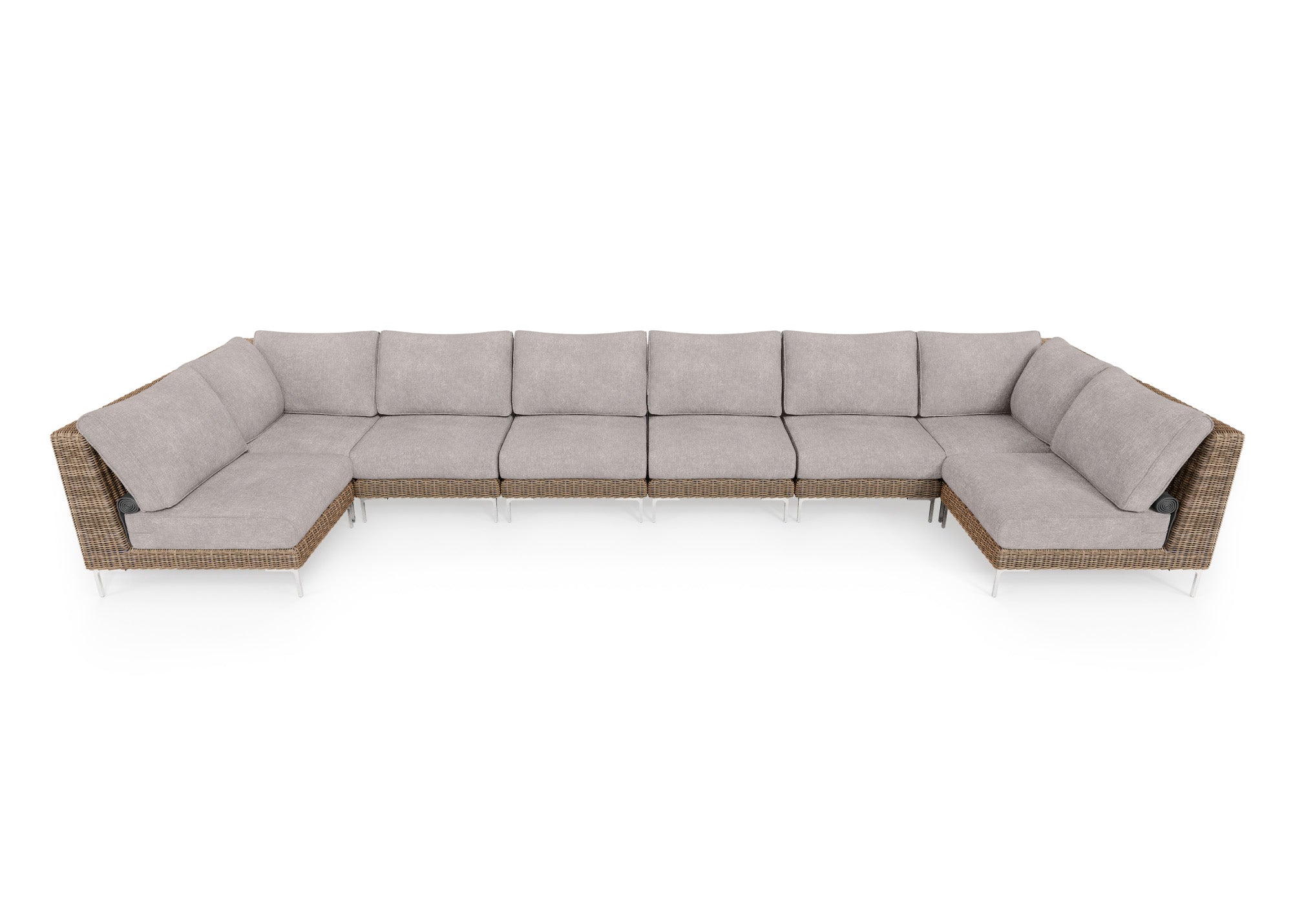Brown Wicker Outdoor U Sectional - 8 Seat