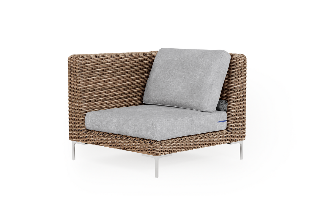 Brown Wicker Outdoor Corner Chair - Left/Right (Outer Certified)