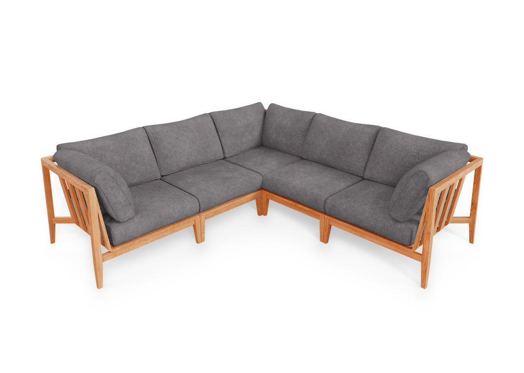 Teak Outdoor Corner Sectional - 5 Seat