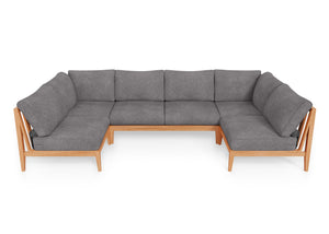 Teak Outdoor U Sectional - 6 Seat