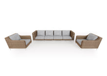 Brown Wicker Outdoor Sofa with Armchairs - 6 Seat